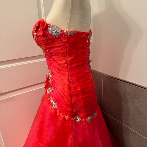 Tony Bowls Le Gala Floral Beaded Strapless Prom Pageant Ball Gown - Picture 7 of 16